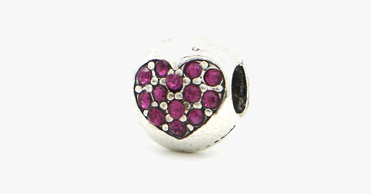 Purple Drop Heart Charm