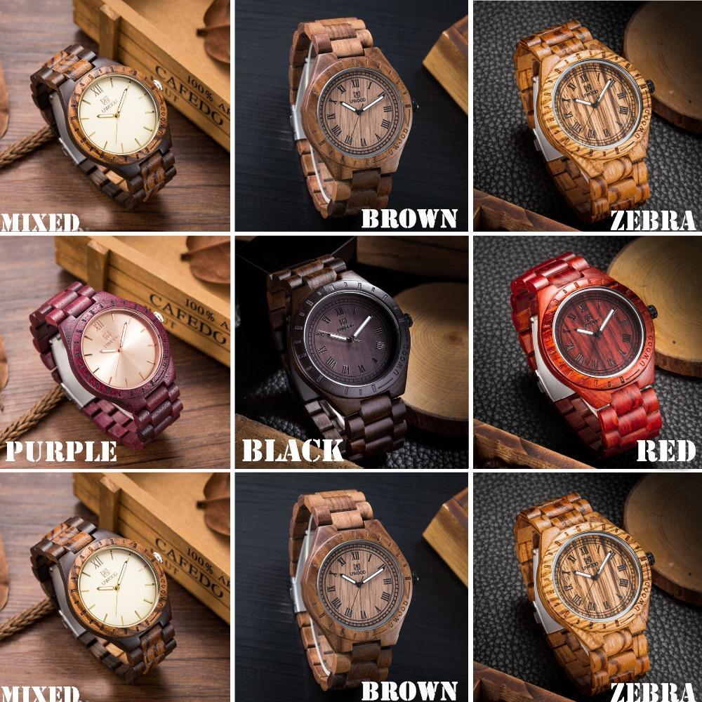 Men's Dress Wooden Wrist Watch Natural Calendar Display