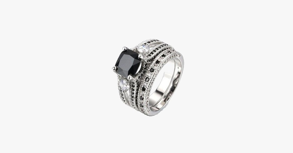 Black Agate Square Ring
