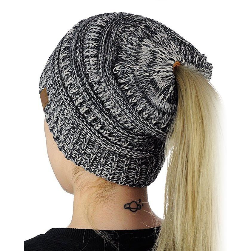 Knitted Messy Bun Beanie