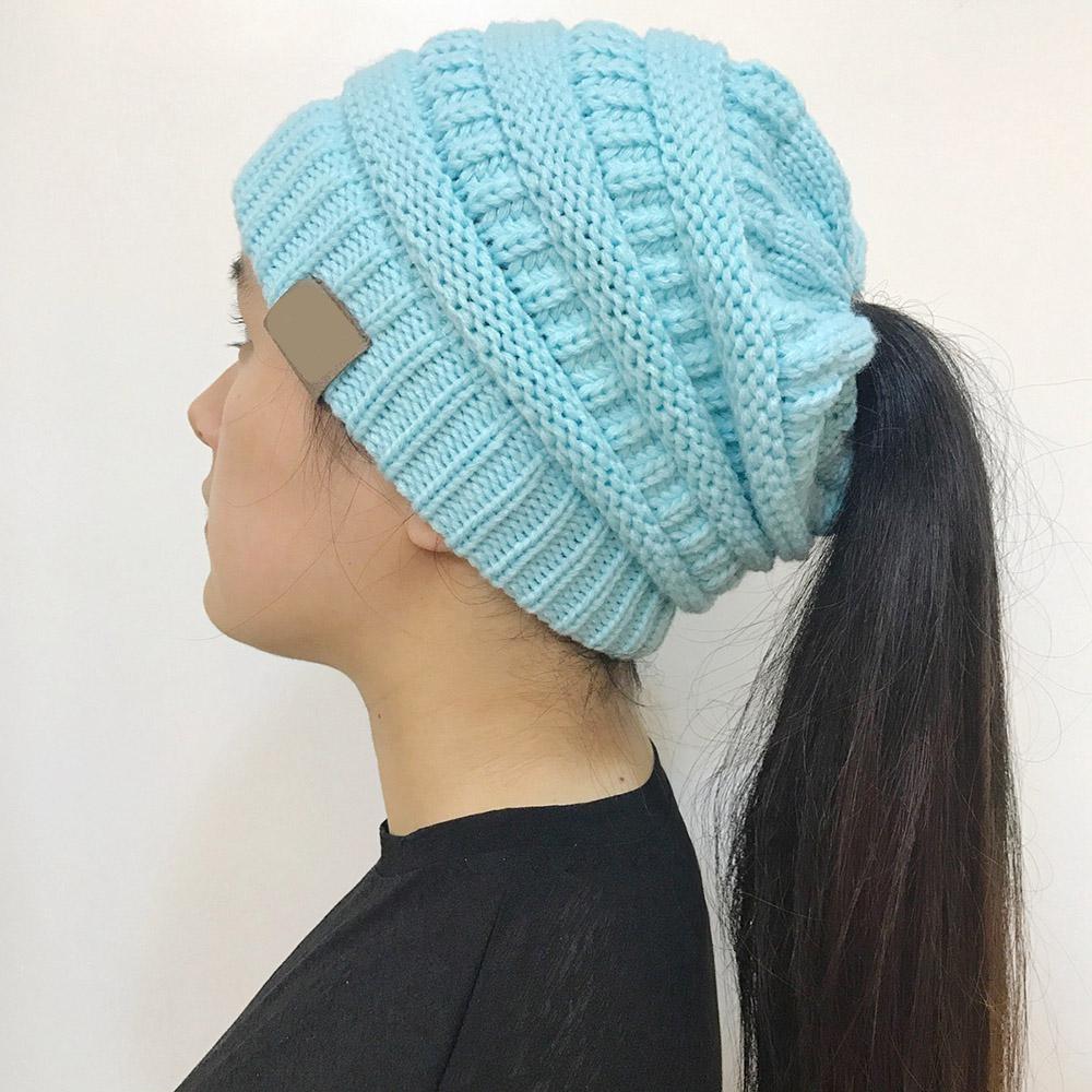 Knitted Messy Bun Beanie