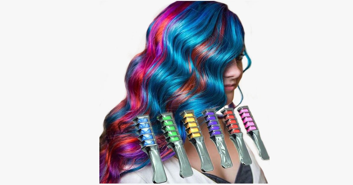 6pc Shimmer Hair Chalk Comb