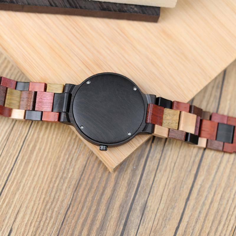 Mens Wooden Watch With Week Date Display in Wood Gift Box