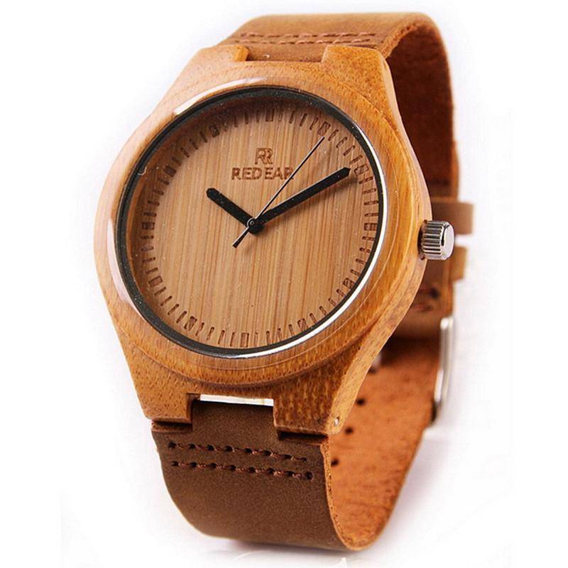Wooden Womens and Mens Watch With Leather Band