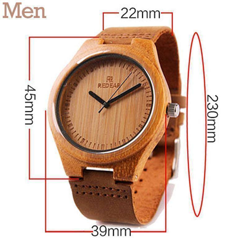 Wooden Womens and Mens Watch With Leather Band