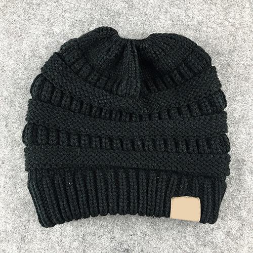 Knitted Messy Bun Beanie