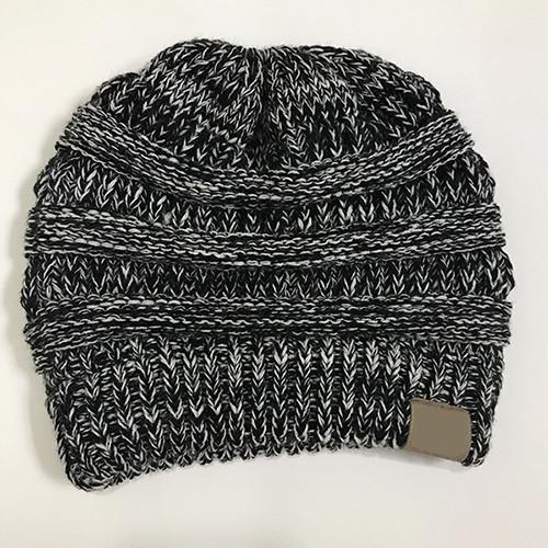Knitted Messy Bun Beanie