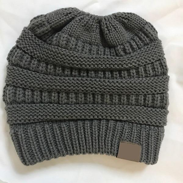 Knitted Messy Bun Beanie
