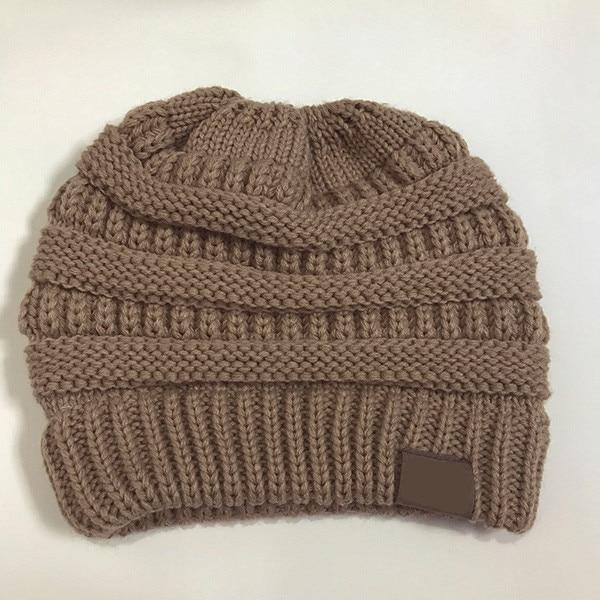 Knitted Messy Bun Beanie