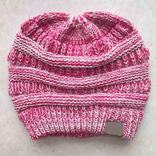 Knitted Messy Bun Beanie