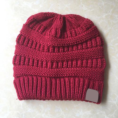 Knitted Messy Bun Beanie