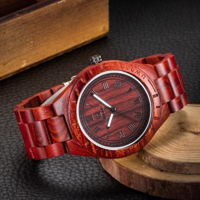 Men's Dress Wooden Wrist Watch Natural Calendar Display
