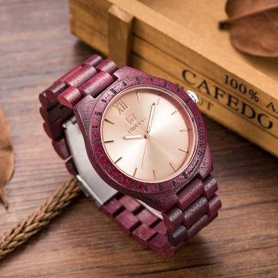 Men's Dress Wooden Wrist Watch Natural Calendar Display