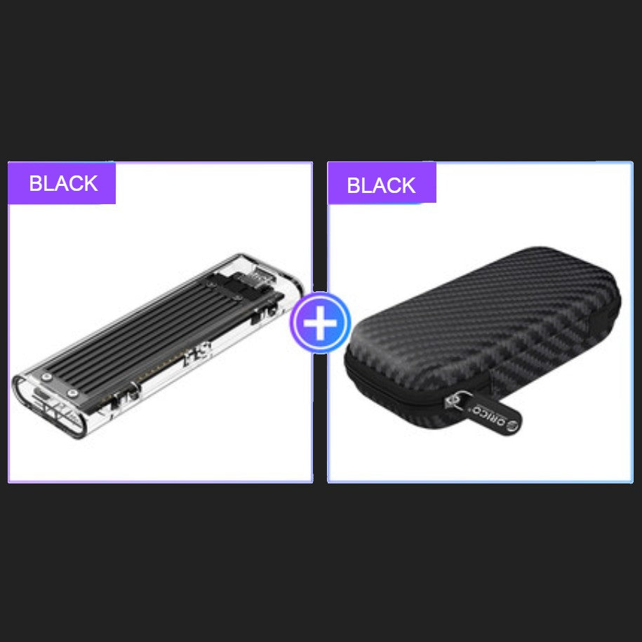 Transparent Portable SSD Enclosure, with Storage Bag, Simple Installation, Fast File Transfer, Auto-Sleep, for Study & Work