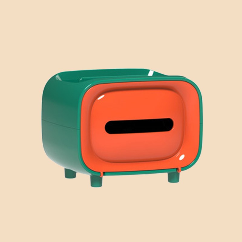 Retro TV-shaped Tissue Box, with Catchall & Phone Holder, for Home & Office