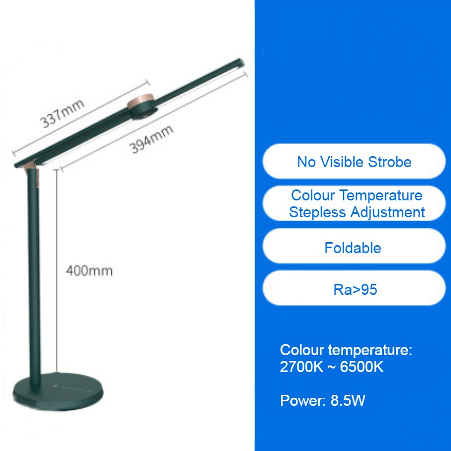 Intelligent Desk Lamp, with Stepless Brightness & Warmth Adjustment, Infrared RIP Sensor, Adjustable Arm, for Office, Study & More (US Plug)