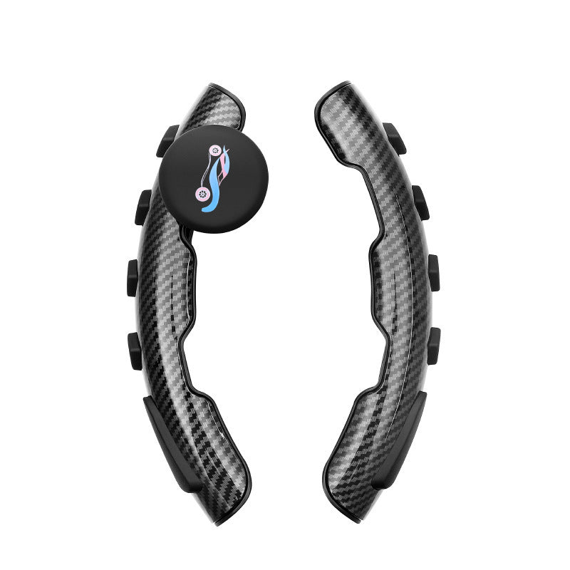 Carbon Fiber Non-Slip Steering Wheel Cover Booster with Spinner Knob & Built-in Car Freshener