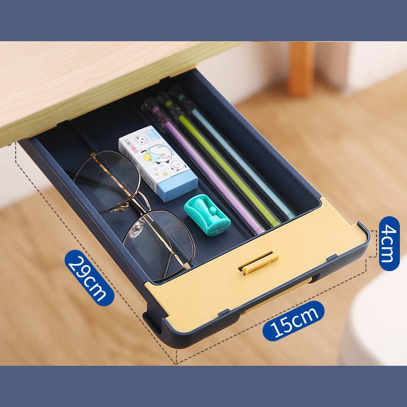 Slim Sliding Under Desk Storage Pull-Out Drawer, for Stationery, Tools & More
