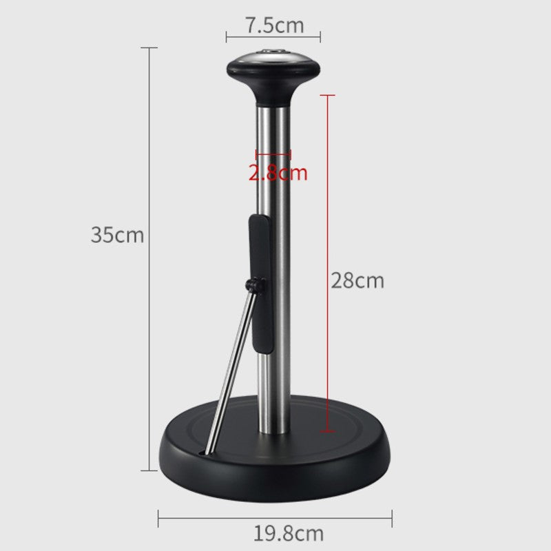 Paper Towel Holder, with Simple Tear Design, Adjustable Rod, Spring-Activated Arm & Non-slip Base, for Kitchen & Bathroom