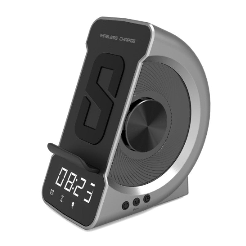 3-in-1 Bedside Bluetooth Speaker with Wireless Charger, Clock & Alarm Clock, for Home & Office