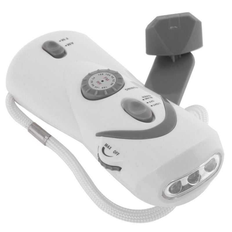 Portable Hand Crank Self-Powered Flashlight & Radio, with Flash Alarm, LED Lighting & Power Bank Function, for Camping, Adventure and More