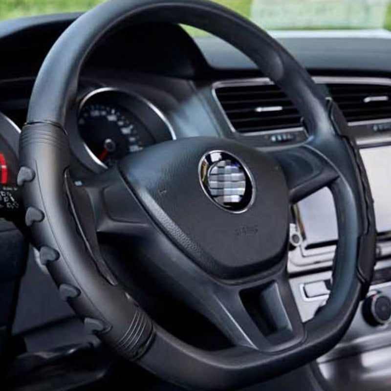 Universal Non-Slip Steering Wheel Cover, with Wood Grain Design & Skidproof Buttons