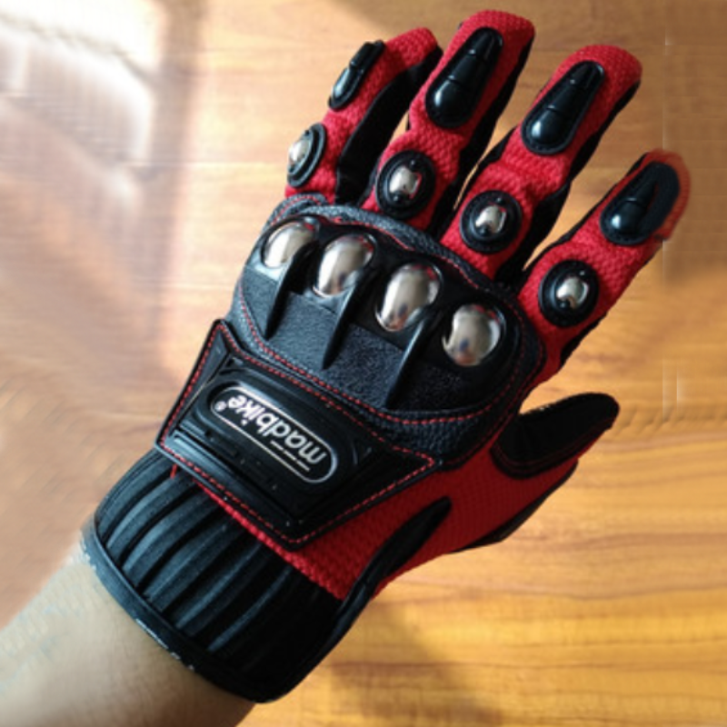 Motorcycle Leather Gloves, with Anti-clip Palm, Breathable Fabric & Anti-impact Joint Protection, for Riding, Racing & More