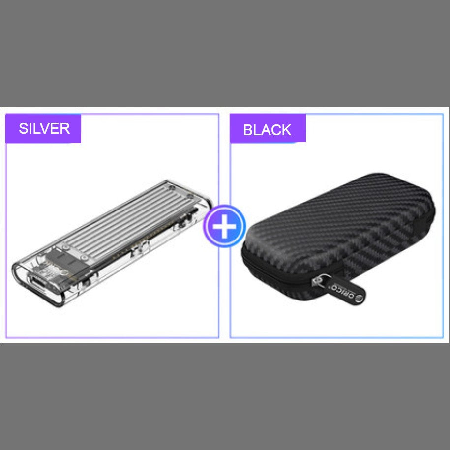 Transparent Portable SSD Enclosure, with Storage Bag, Simple Installation, Fast File Transfer, Auto-Sleep, for Study & Work