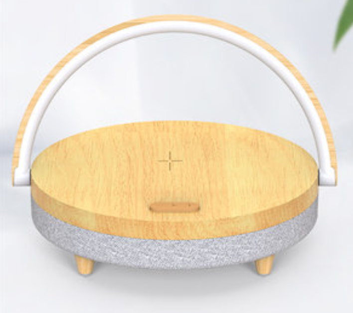 Multifunctional Bedside Table Lamp, with Phone Wireless Charger, Phone Holder, Bluetooth Speaker and Adjustable Light Brightness, for Home & Office (US Plug)