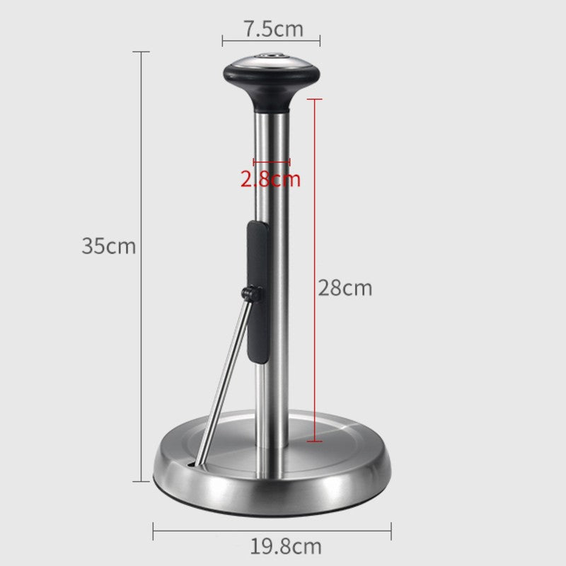 Paper Towel Holder, with Simple Tear Design, Adjustable Rod, Spring-Activated Arm & Non-slip Base, for Kitchen & Bathroom