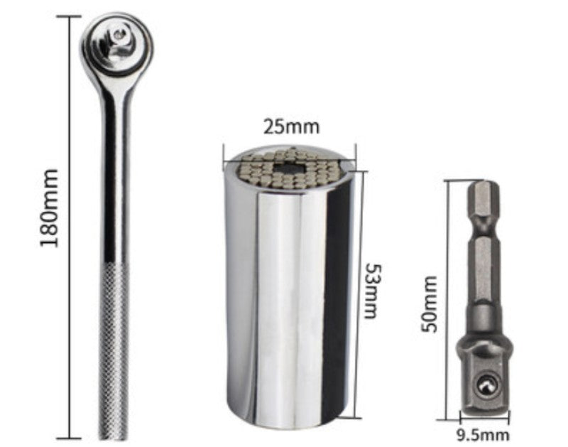 Universal Socket Wrench, with Adjusting Adapter, Grip 7mm-19mm, for Screws, Nuts, Blots & More