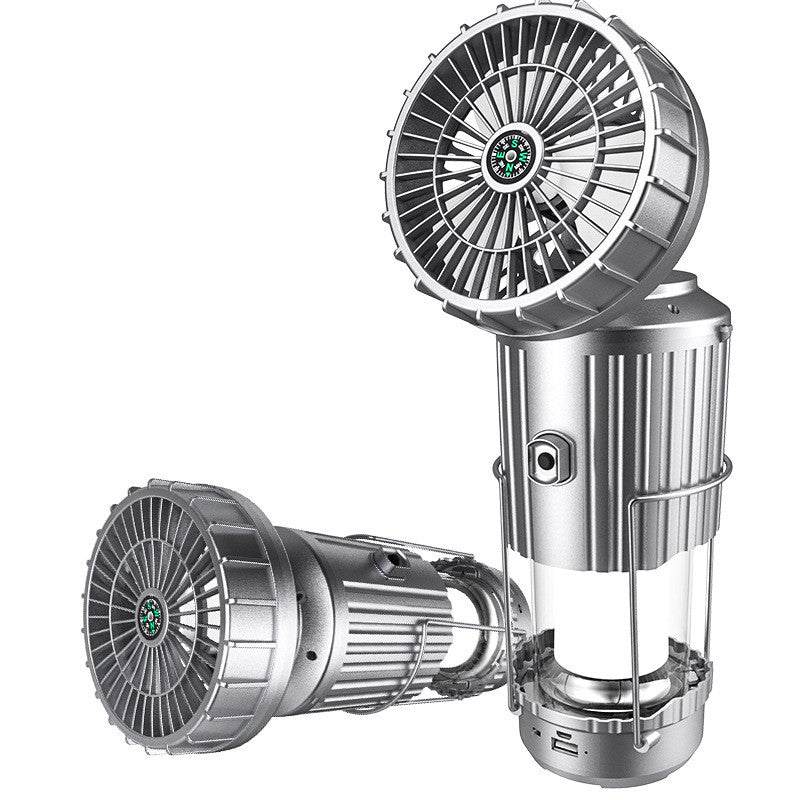 Multifunction Solar Camping Light with Fan, Bluetooth Speaker, Power Bank & Compass