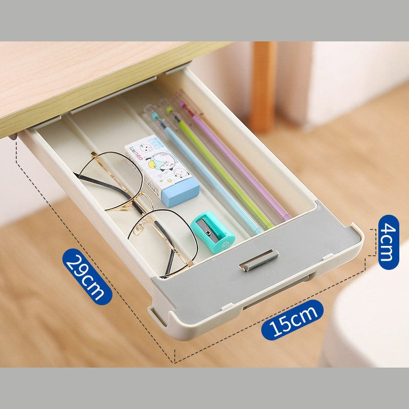 Slim Sliding Under Desk Storage Pull-Out Drawer, for Stationery, Tools & More