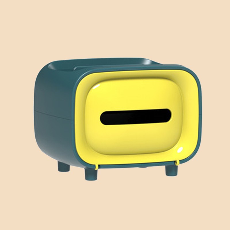 Retro TV-shaped Tissue Box, with Catchall & Phone Holder, for Home & Office