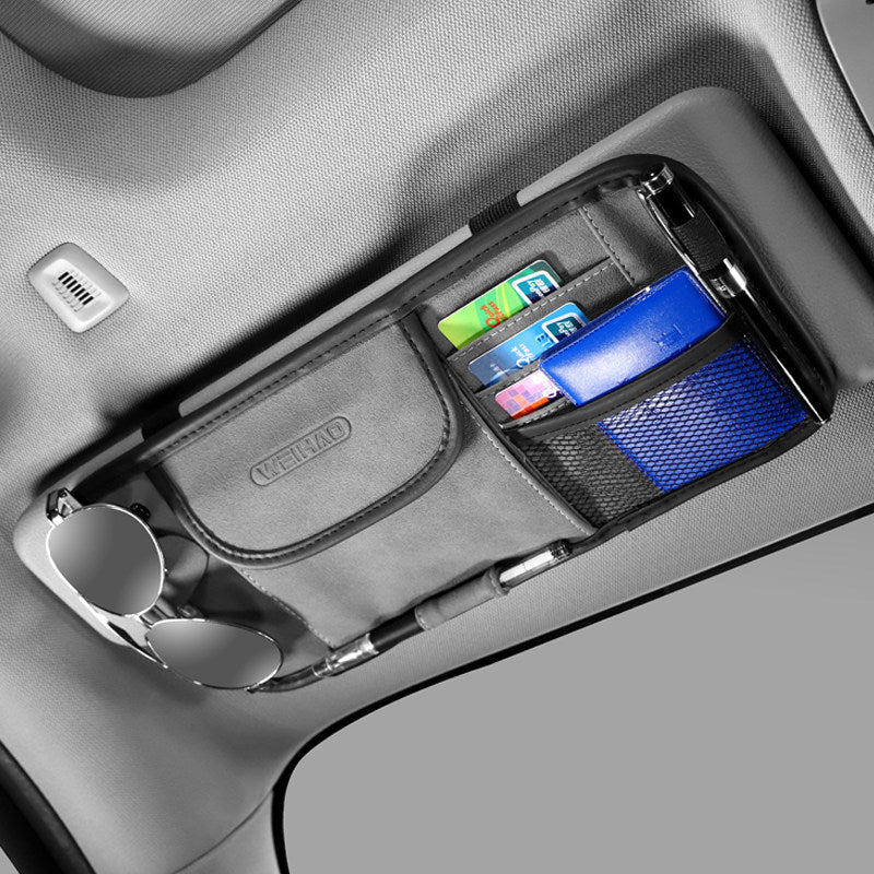 Multi-Pocket Car Sun Visor Organizer, for Sunglasses, Cards, Pen, Cash & More