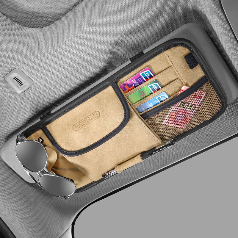 Multi-Pocket Car Sun Visor Organizer, for Sunglasses, Cards, Pen, Cash & More