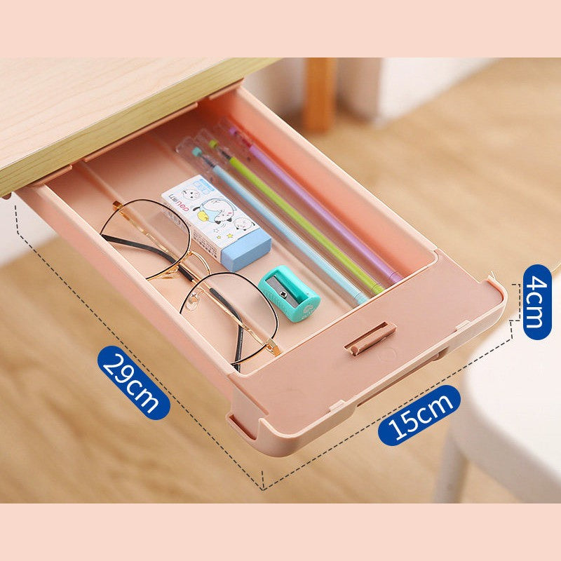 Slim Sliding Under Desk Storage Pull-Out Drawer, for Stationery, Tools & More