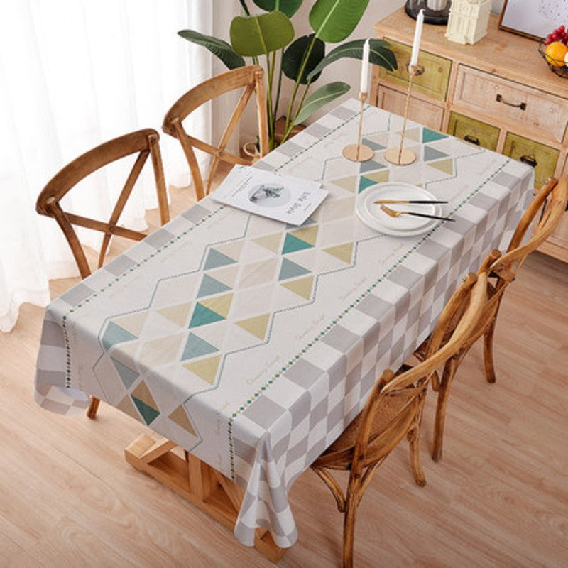 PVC Water-proof Oil-proof Rectangle Tablecloth, Available in Various Stylish Patterns, for Kitchen, Living Room & More