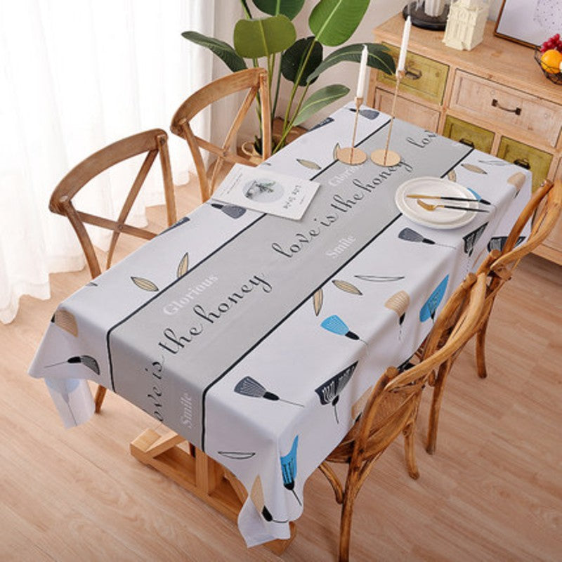 PVC Water-proof Oil-proof Rectangle Tablecloth, Available in Various Stylish Patterns, for Kitchen, Living Room & More