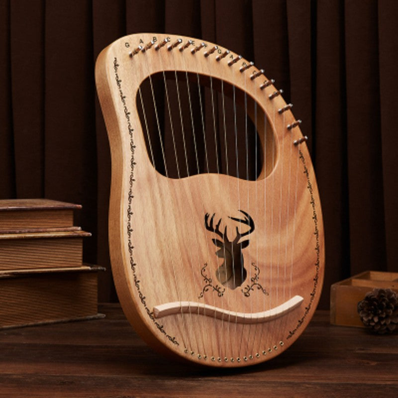 Classy 16-String Lyre Harp with Metal Strings, Tuning Wrench, Spared Strings, Manual and Bag, for Beginners and Professionals