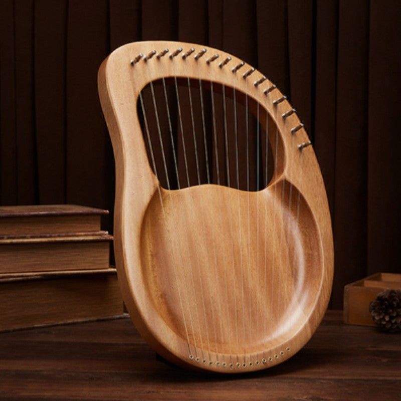 Classy 16-String Lyre Harp with Metal Strings, Tuning Wrench, Spared Strings, Manual and Bag, for Beginners and Professionals