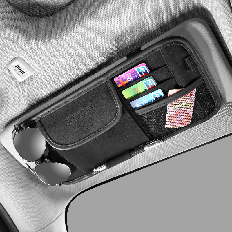 Multi-Pocket Car Sun Visor Organizer, for Sunglasses, Cards, Pen, Cash & More