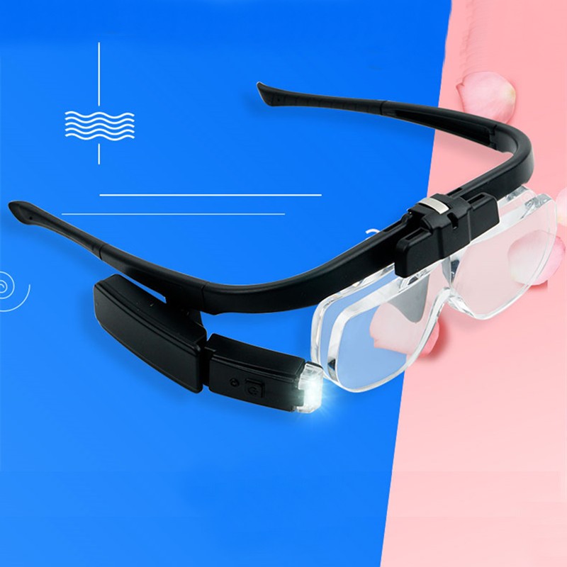 Portable Wearable LED Magnifying Glasses, with Adjustable Light Angle & Replaceable Lenses