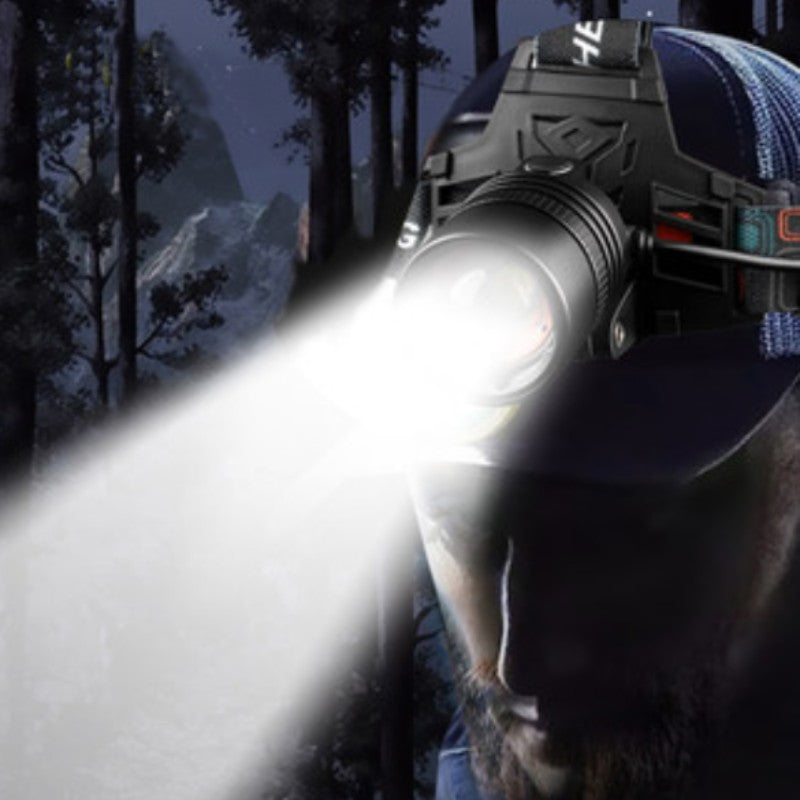 Rechargeable Waterproof Bright LED Work Headlamp, with Zoomable Light, 3 Light Modes & Powerbank, for Camping, Hiking, Hunting, Outdoors