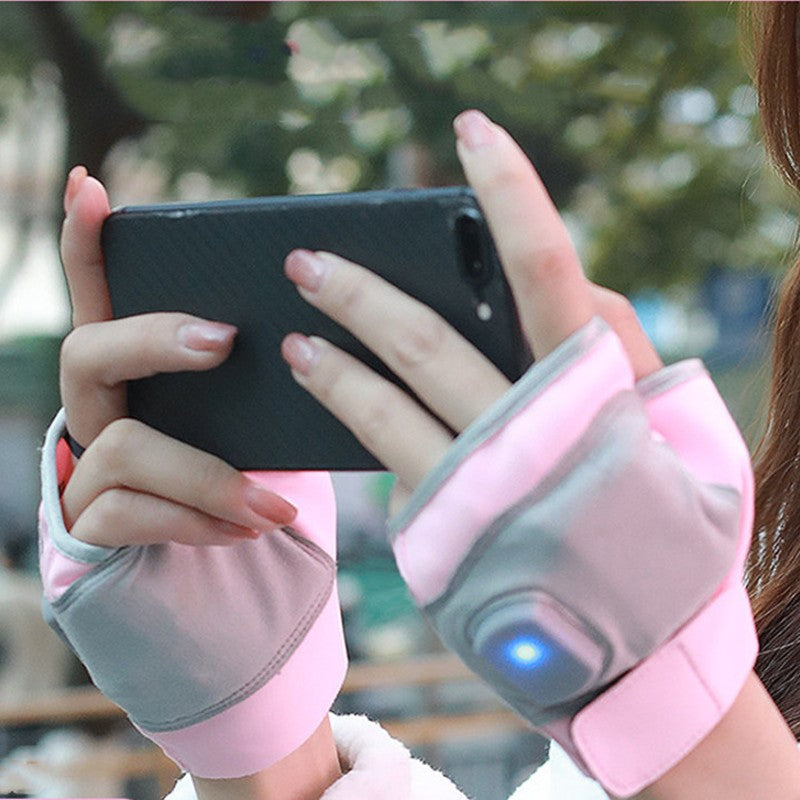USB Rechargeable Heating Fingerless Gloves, with Adjustable Temperatures