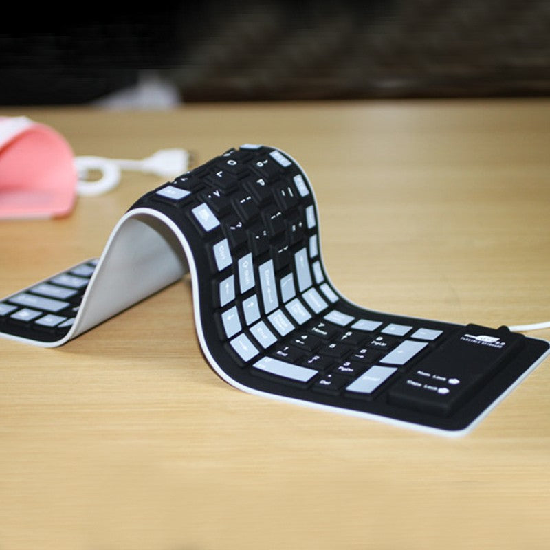 Roll-up Silicone Flexible Keyboard, with USB Wired, Waterproof Coating & Silent Typing