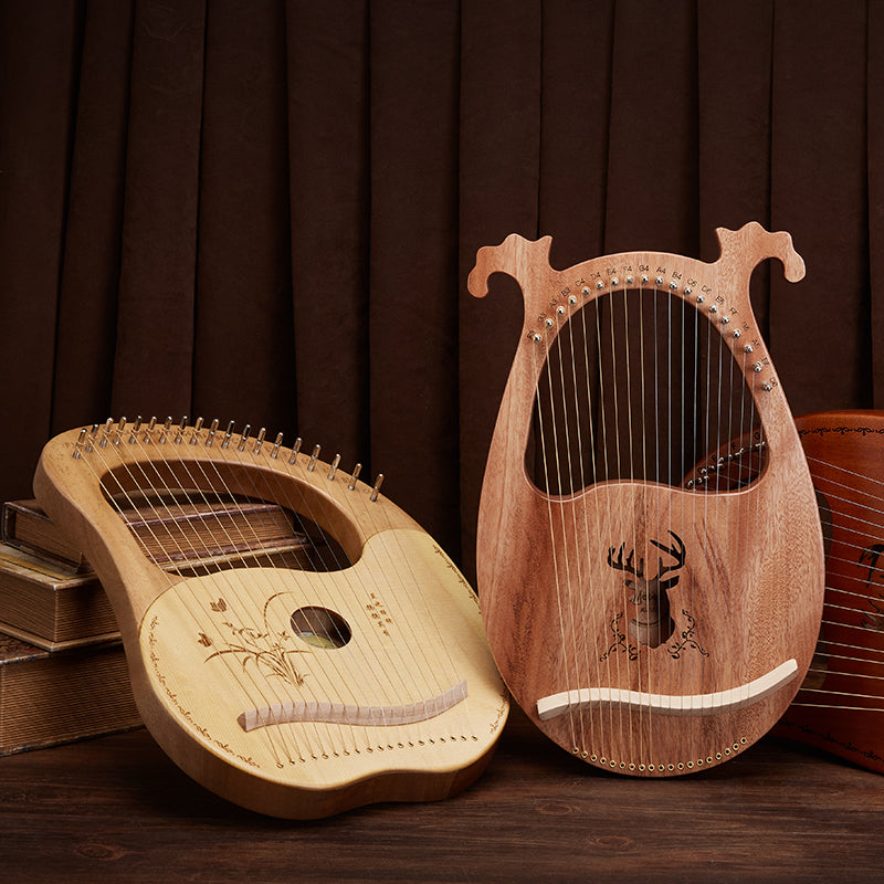 Classy 16-String Lyre Harp with Metal Strings, Tuning Wrench, Spared Strings, Manual and Bag, for Beginners and Professionals