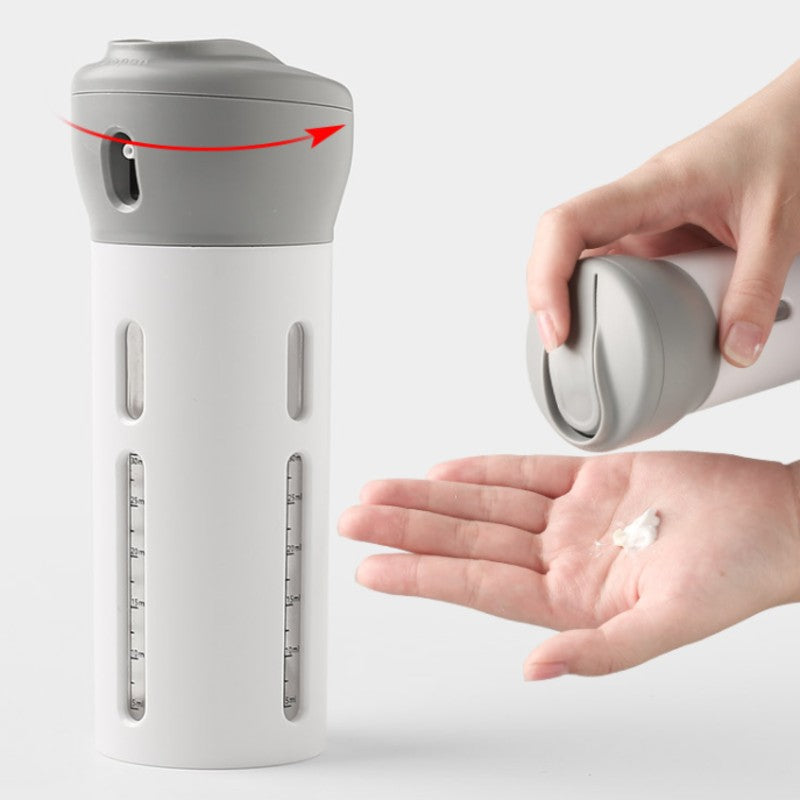 Portable & Refillable 4-in-1 Lotion Sub-Bottle Dispenser, for Sanitizer, Lotion, Shampoo, Shower Gel and More