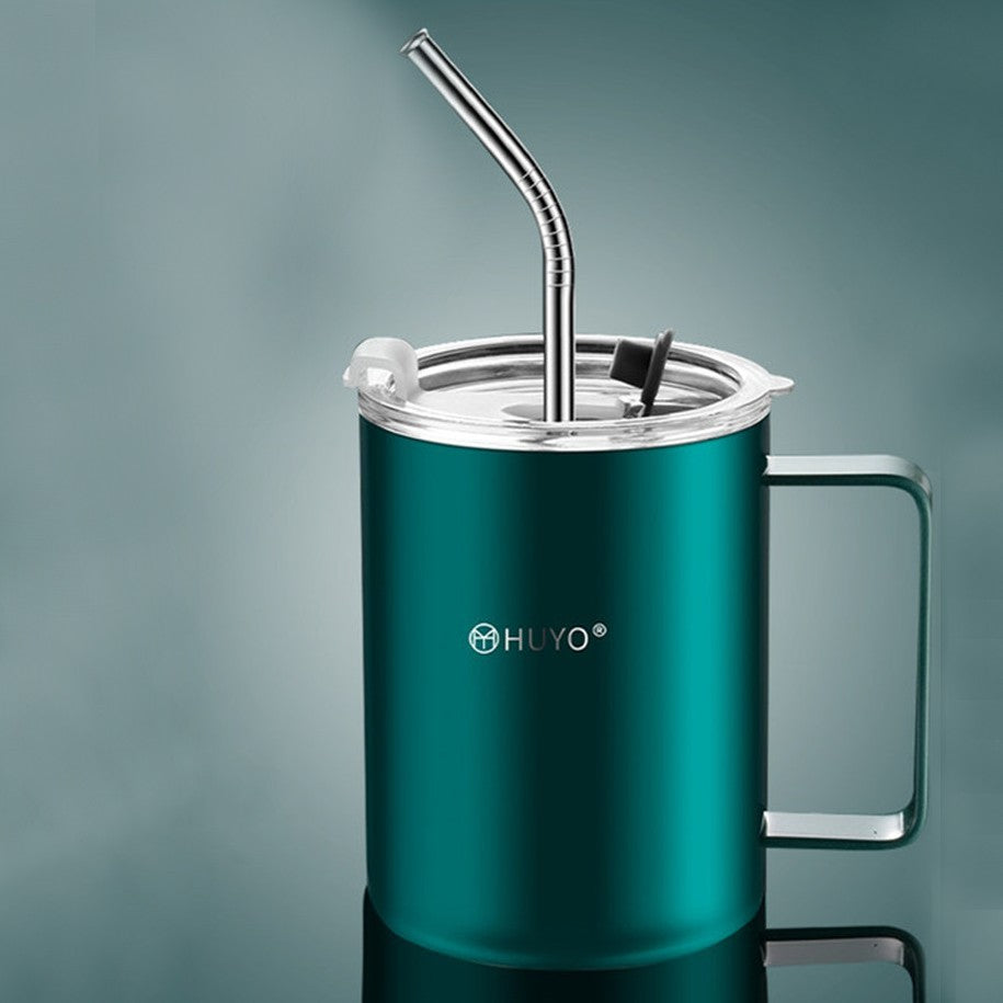 Stainless Steel Travel Mug with Leakproof Lid and Straw, for Home, Office, Driving