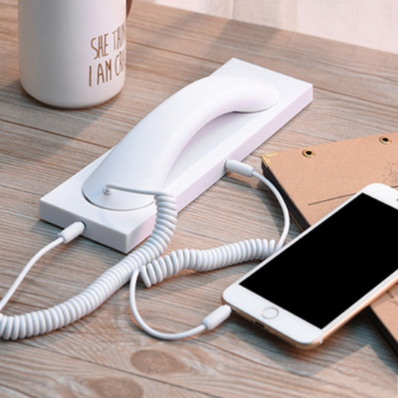 Retro Telephone Handset, with Type-c/Lightning to 3.5mm Adapter, for Office, Home, Teleconference & More